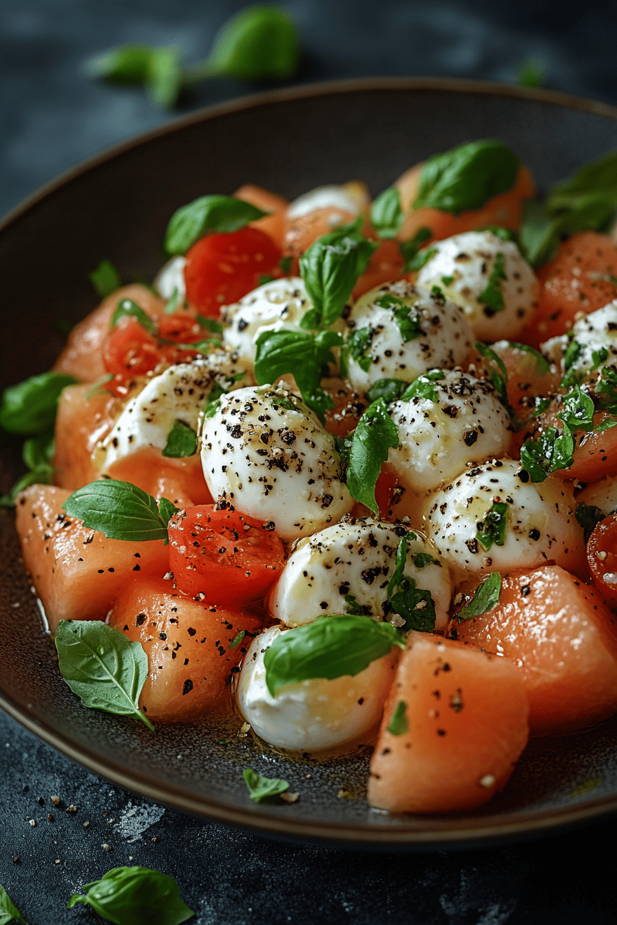 Salade Melon-Mozzarella Façon Caprese