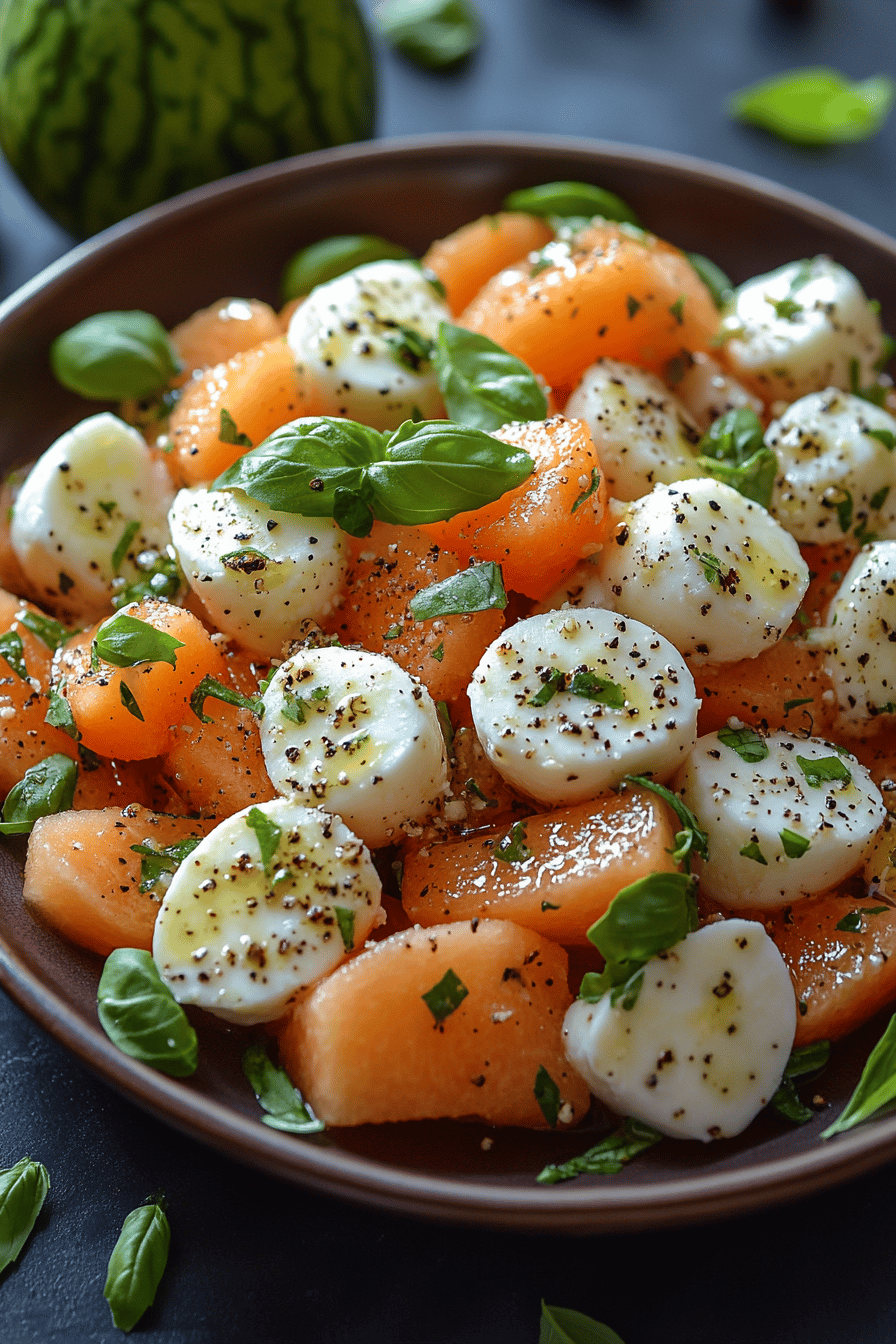 Salade Melon-Mozzarella-Jambon Fraîcheur Estivale ingredients