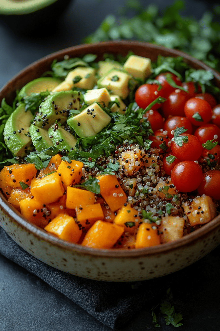 Salade Printanière de Quinoa Avocat Mangue et Roquette ingredients