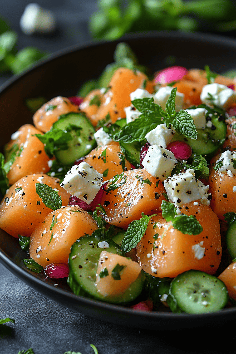 Salade d'Été Melon Pastèque Feta & Menthe ingredients