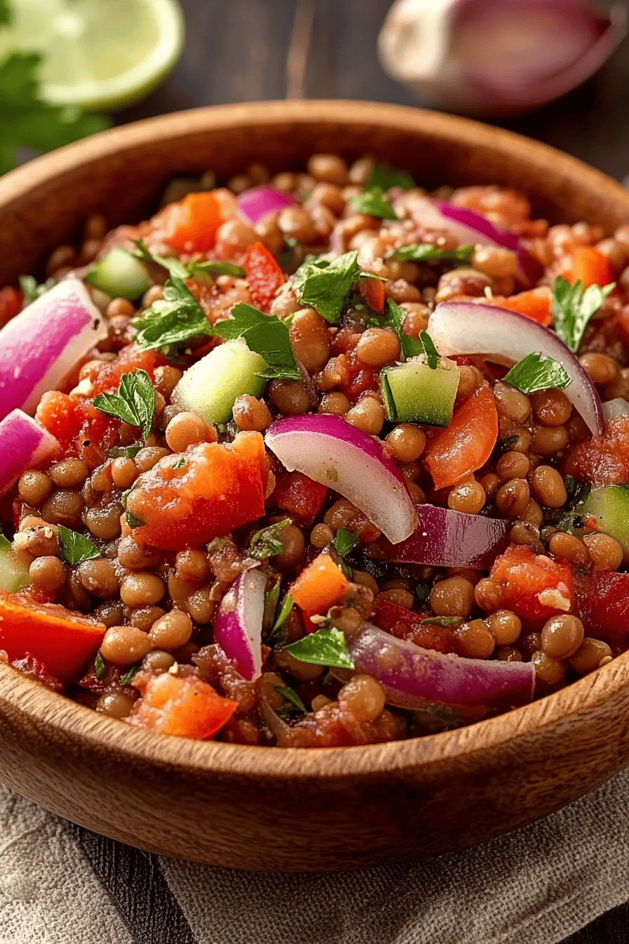 Salade de Lentilles Corail: Idéale pour l'Été Final Dish Presentation