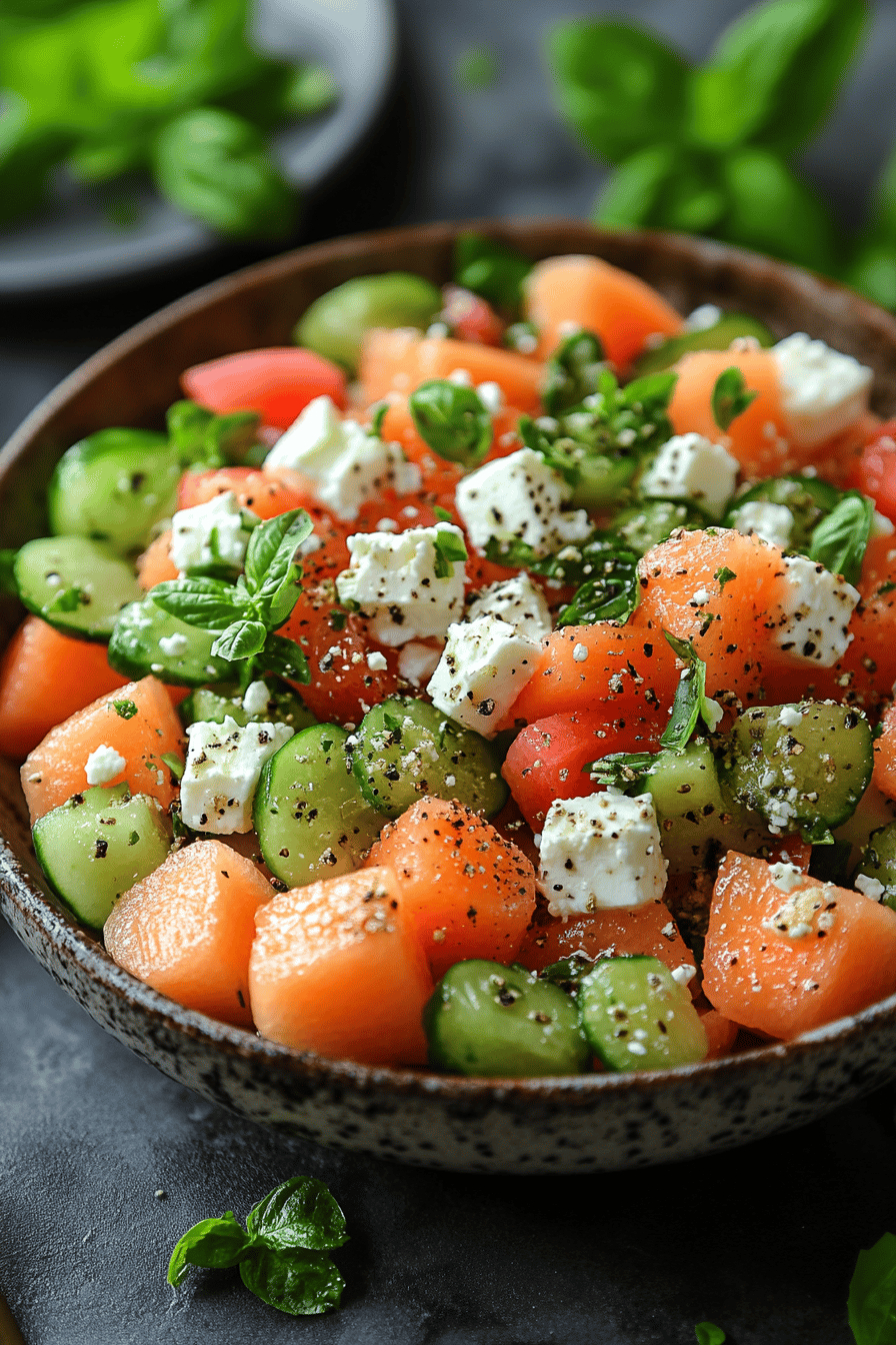 Salade de Melon Concombre et Feta Fraîcheur Estivale ingredients