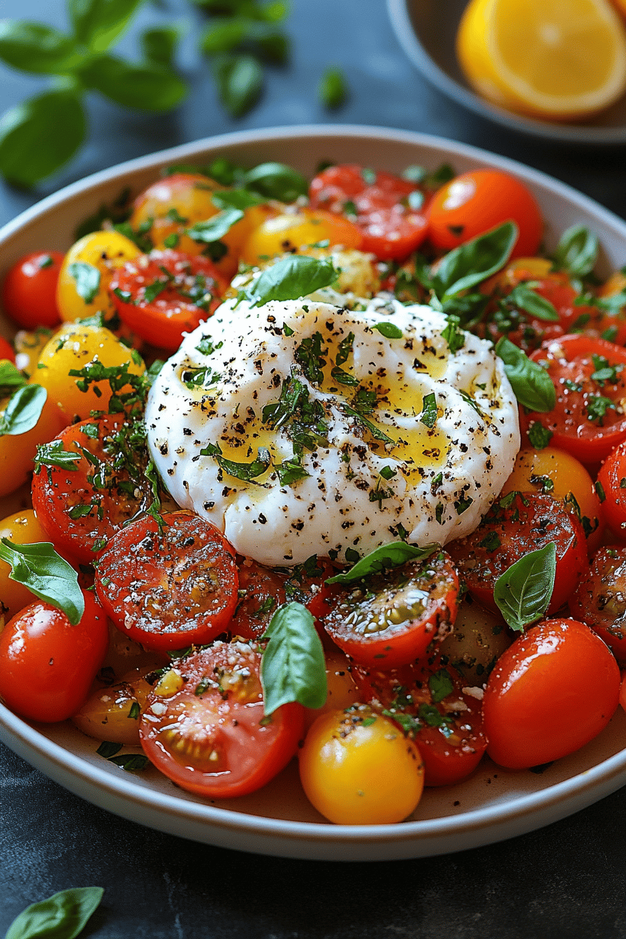 Salade d'été Burrata et Tomates Multicolores en 5 Minutes