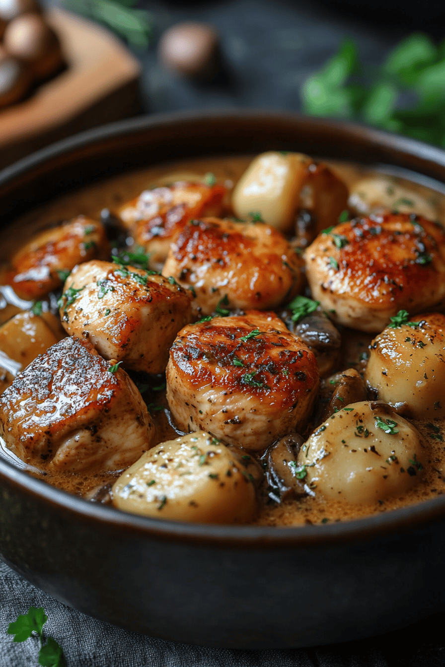 Stroganoff de poulet aux champignons délice russe