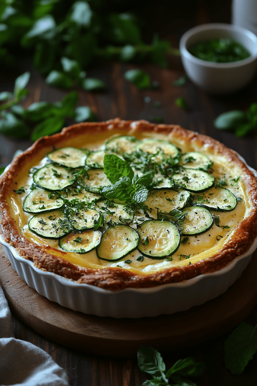 Tarte Courgette-Ricotta-Menthe Une Saveur Estivale Fraîche Final Dish Presentation