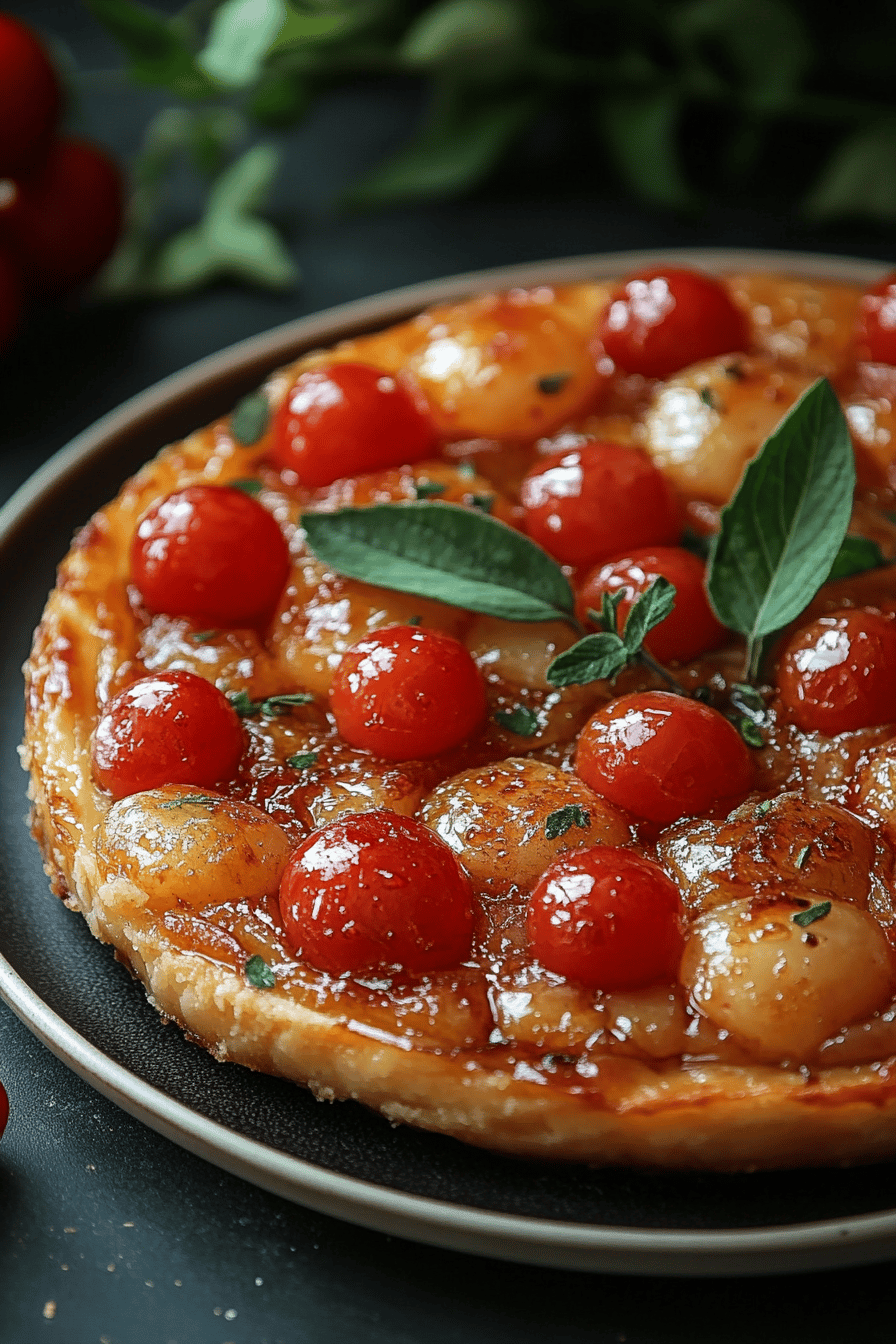 Tarte Tatin aux Tomates Cerises Final Dish Presentation