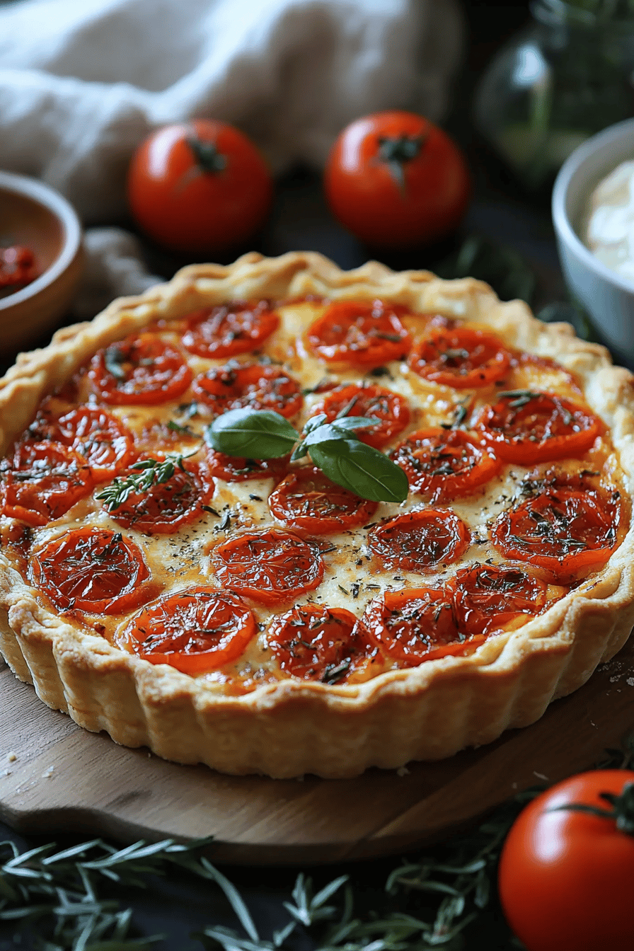 Tarte Tomate Ricotta  Le Salut Estival de vos Dîners Final Dish Presentation