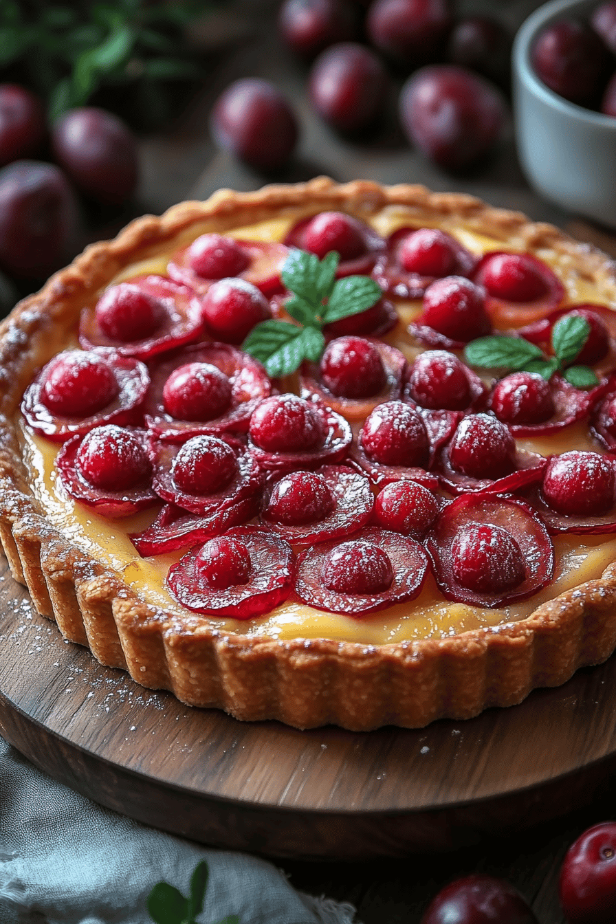 Tarte aux prunes rouges  un délice fruité Final Dish Presentation