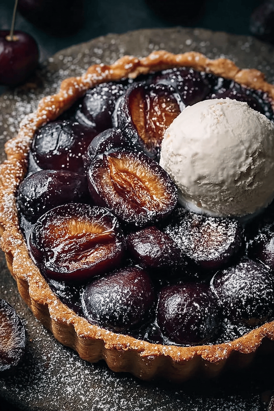 Tarte aux prunes rustique: un dessert d'été savoureux Final Dish Presentation