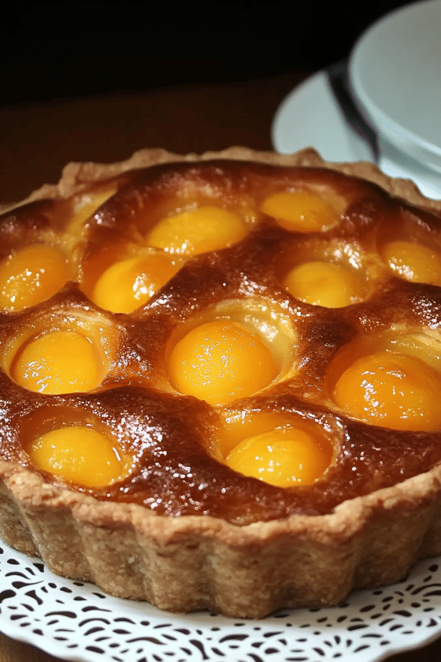 Tarte briochée aux pêches: un dessert estival Final Dish Presentation